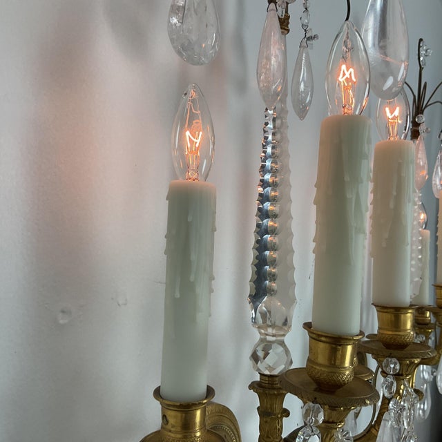 Late 19th Century Electrified French Bronze Wall Sconces With Rock Crystal - a Pair For Sale - Image 11 of 16