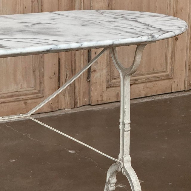 19th Century French Carrara Marble and Wrought Iron Bistro Table For Sale - Image 15 of 18