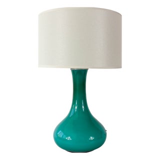 Vintage Portuguese Turquoise Opaline Glass Table Lamp, 1960s For Sale
