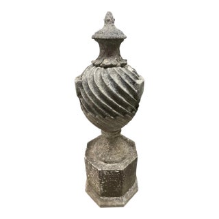 Classic Cast Stone Spiral Urn Finial For Sale