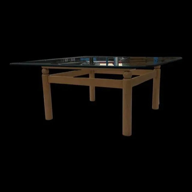 Late 20th Century Contemporary Ethan Allen Birch Base Thick Glass Top Coffee Table For Sale - Image 13 of 13
