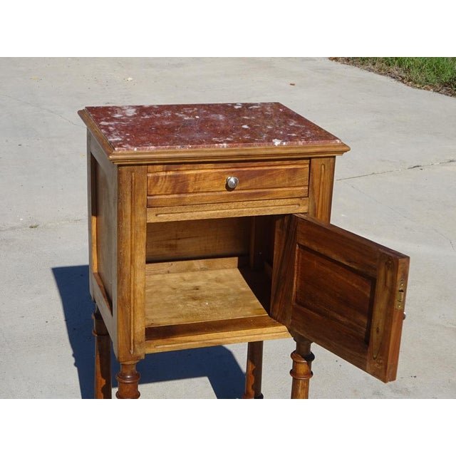 Louis XVI Bedside Table in Walnut and Marble For Sale - Image 16 of 18