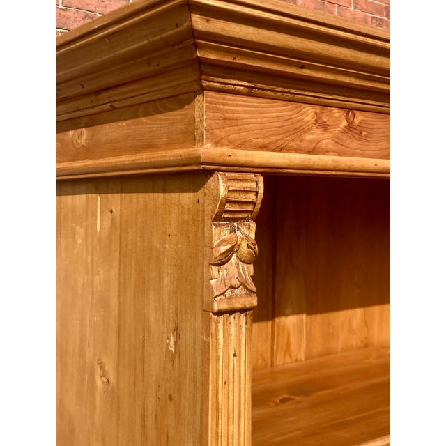 Pine Bookcase With Half Doors From Armoire For Sale - Image 9 of 16