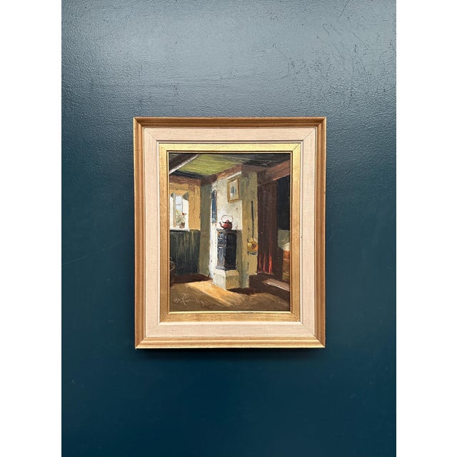 Osvald Rasmussen, Kitchen, 1960s, Oil on Canvas For Sale - Image 5 of 11