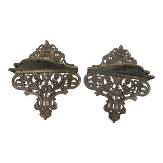 Renaissance Revival Style Metal Brackets - a Pair of 2 For Sale