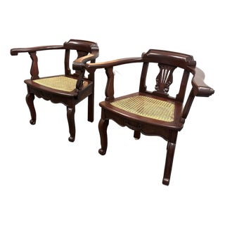 Anglo-Indian Lyre-Back Arm Chairs, Pair For Sale