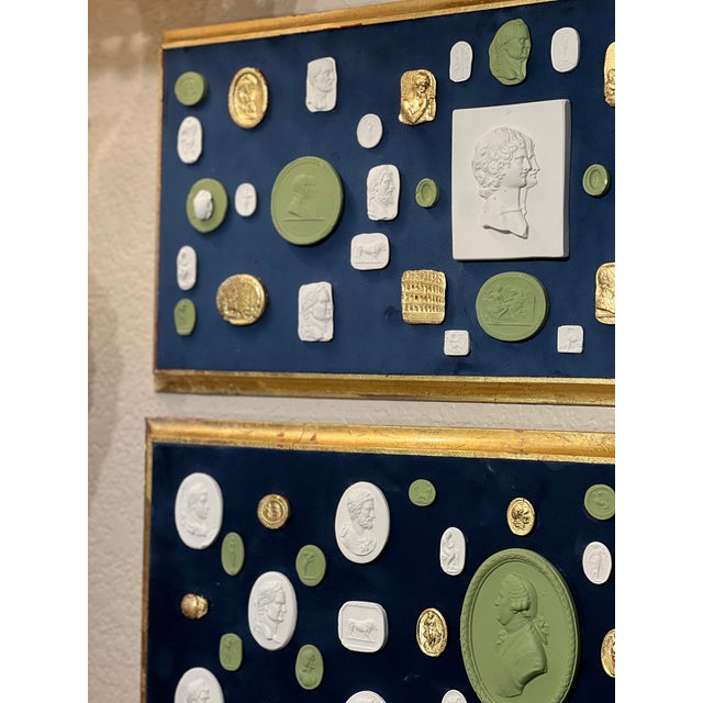 Grand Tour #1040 Pair of Grand Tour Revival Adams Style Gilt & Plaster Intaglio in Giltwood Frames For Sale - Image 3 of 12