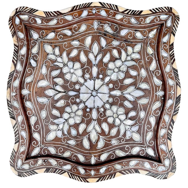 Early 20th Century Antique Levantine Mother-of-Pearl Inlay Side Table With Drawer For Sale - Image 5 of 7