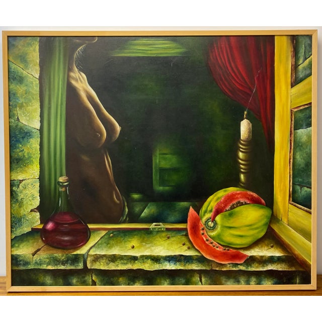 Carlos Alpizar "Mujer Enamor" Original Surreal Oil Painting C.2000 For Sale - Image 12 of 12