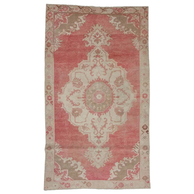 Textile Mid 20th Century Vintage Distressed Turkish Rug-4′7″ × 8′2″ For Sale - Image 7 of 7