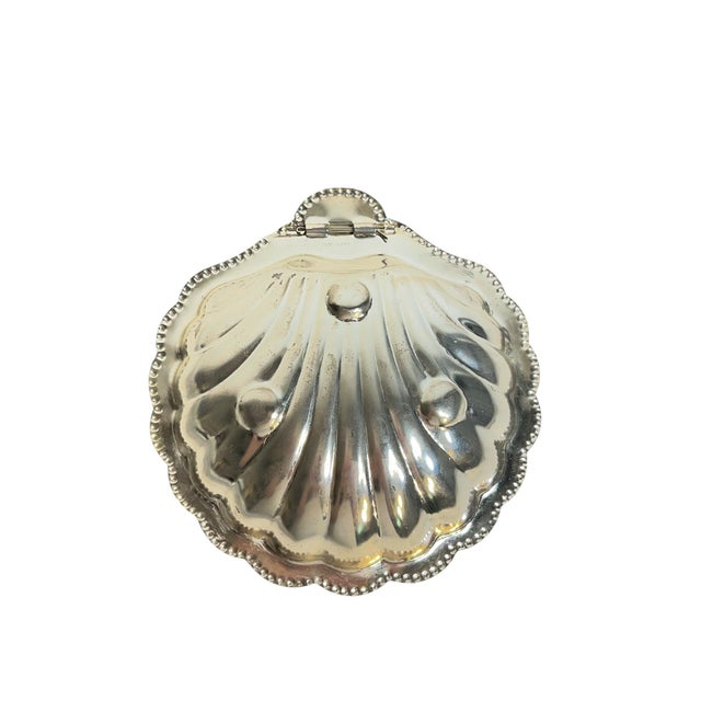 Vintage English Silver Plate Shell Caviar Dish With Glass Liner, Coastal Regency Style For Sale - Image 6 of 10