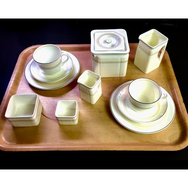 A striking and highly collectible Art Deco “cube” form tea service manufactured by Foley (Stoniers, Liverpool) for the...