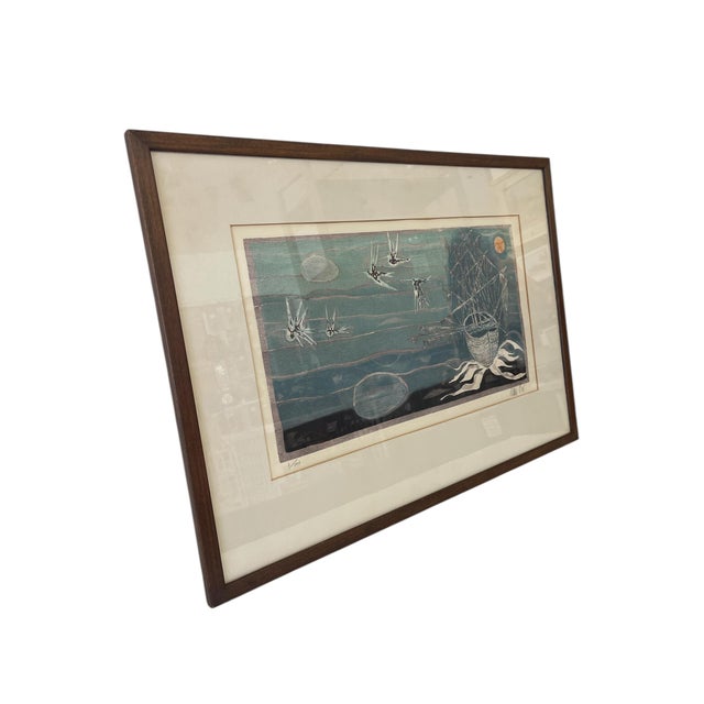 Mid-Century Modern Mid-Century Modern Nautical Silkscreen Print, Signed and Numbered, Circa 1950s - Edition 3/100 For Sale - Image 3 of 10