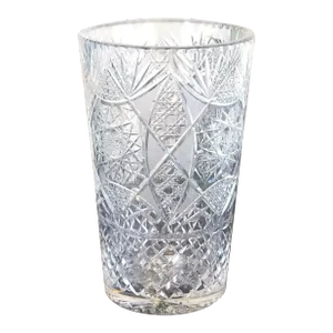 Vintage Grandeur Hobstar Button Cane Strawberry Diamond Cut Crystal Vase