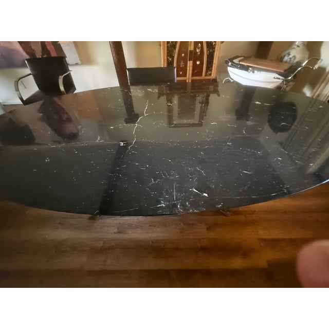 Florence Knoll 96" Black Marble top with stainless steel base. Table is property of a 20 year Knoll employee and...