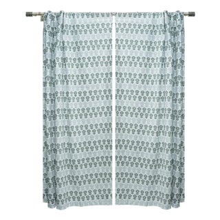 Elegant Block Print Curtain Surajmukhi Design in Viscose Coloured Linen Size-54"Wx72"L For Sale