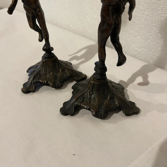 Austrian Bronze Cherub Candlesticks - A Pair For Sale - Image 6 of 7