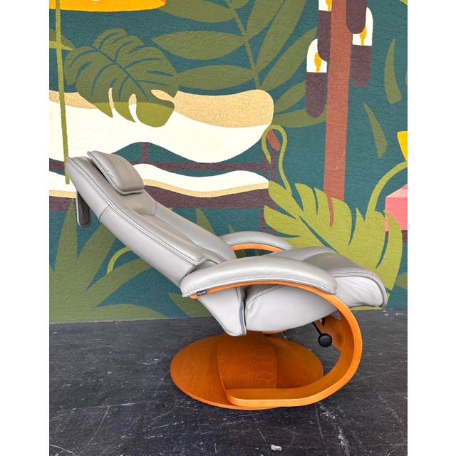 Danish Modern Fjords Admiral Leather Recliner W Otto Pair For Sale - Image 12 of 13