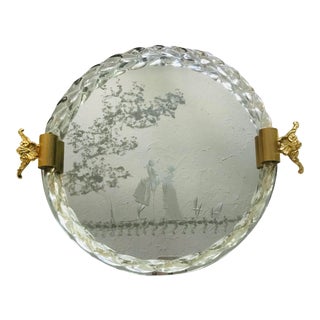 Vintage Ercole Barovier Venetian Murano Glass Mirror Tray For Sale