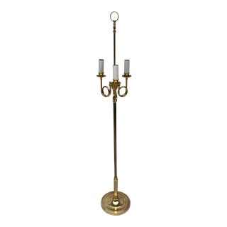 Vintage Brass French Bouillotte Three Arms Trumpet Horn Floor Lamp For Sale