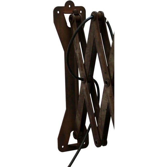 Metal Large Mid-Century Black Enamel and Iron Scissor Wall Lamp For Sale - Image 7 of 8