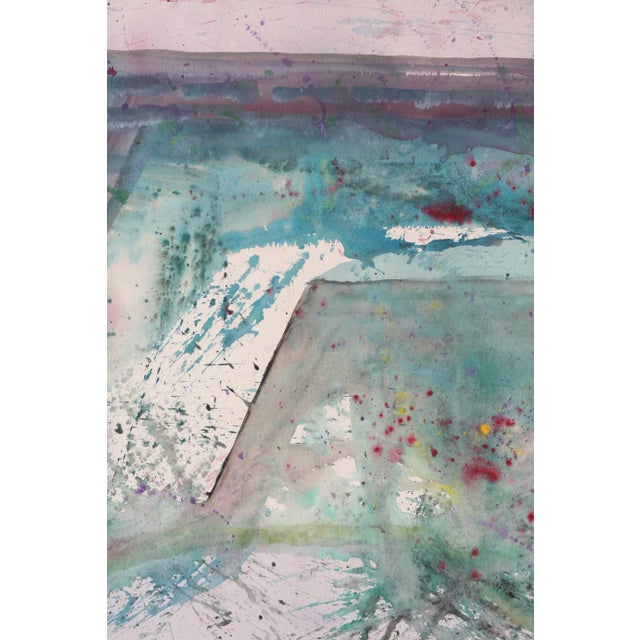 Modern Vintage Large Abstract Watercolor by Eviristo Guiliani For Sale - Image 3 of 6