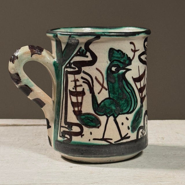 Set of 5 Vintage Mid-Century Polychrome Ceramic Coffee Cups by Domingo Punter For Sale In Philadelphia - Image 6 of 12
