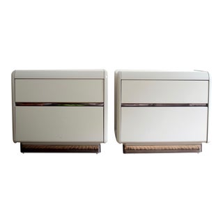 Lane Altavista Glossy Gray Mirrored Lane Nightstands - a Pair For Sale