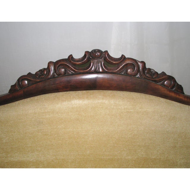 Early 20th Century Early 20th Century Victorian Revival Tan Velvet Carved Wood Sofa For Sale - Image 5 of 14