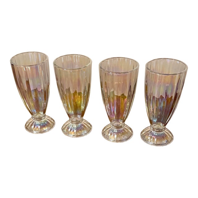 Late 20th Century Soda Fountain Iridescent Glasses For Sale