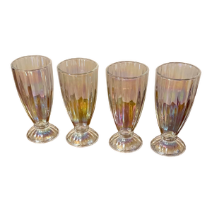 Late 20th Century Soda Fountain Iridescent Glasses