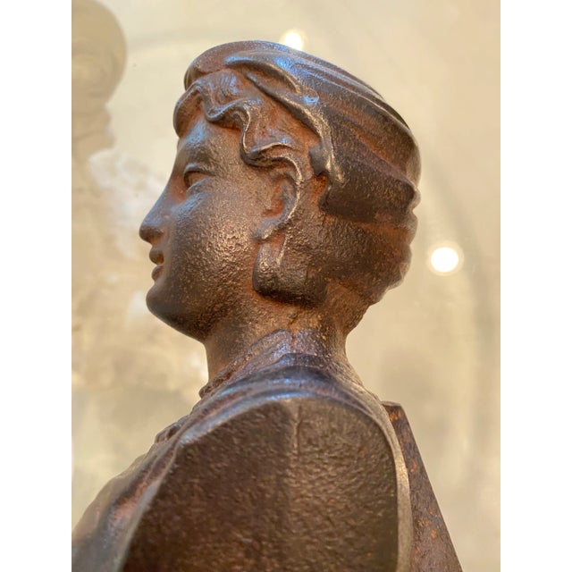 1900-1909 French Antique Chenets of Iron Modified- a Pair For Sale - Image 4 of 5