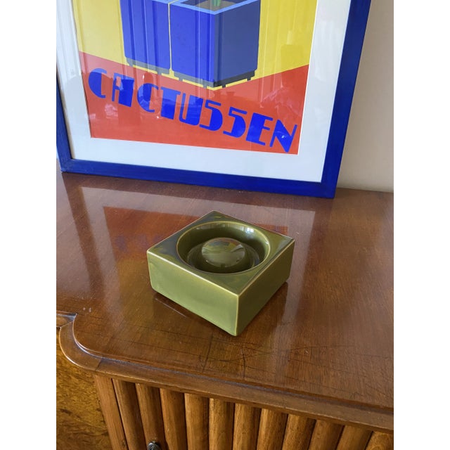 Mid-Century Green Ceramic Ashtray, Sicart Italy 1969 For Sale - Image 10 of 11