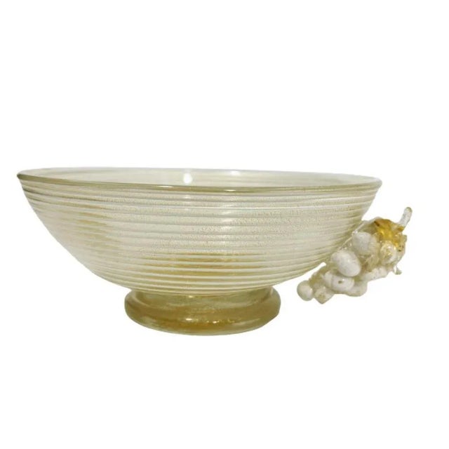 Gold Murano Glass Bowl with Bunches of Grapes by Ercole Barovier & Toso, Italy For Sale - Image 8 of 10