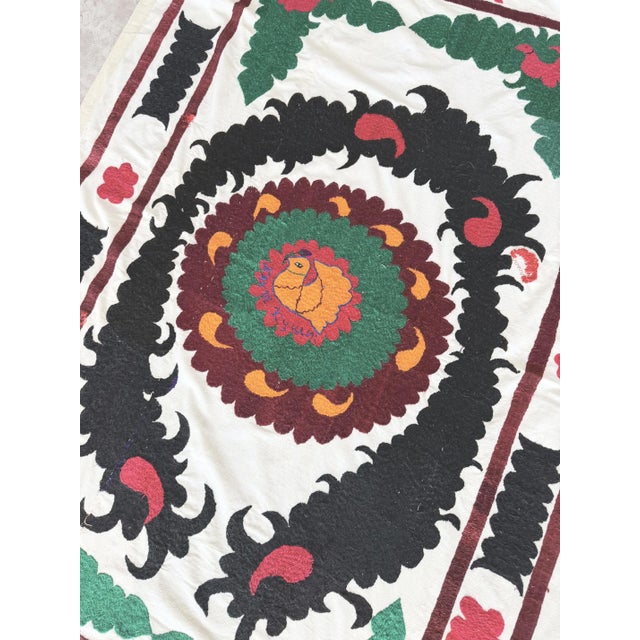 1960s Uzbekistan Suzani Large Wall Decor - Hand-Embroidered Textile For Sale - Image 5 of 6