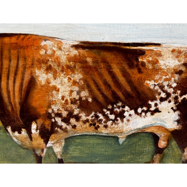 Brown Victorian British Shorthorn Bull Pastoral Oil Painting in Gilt Frame c.1890 in the Manner of William Ward For Sale - Image 8 of 18