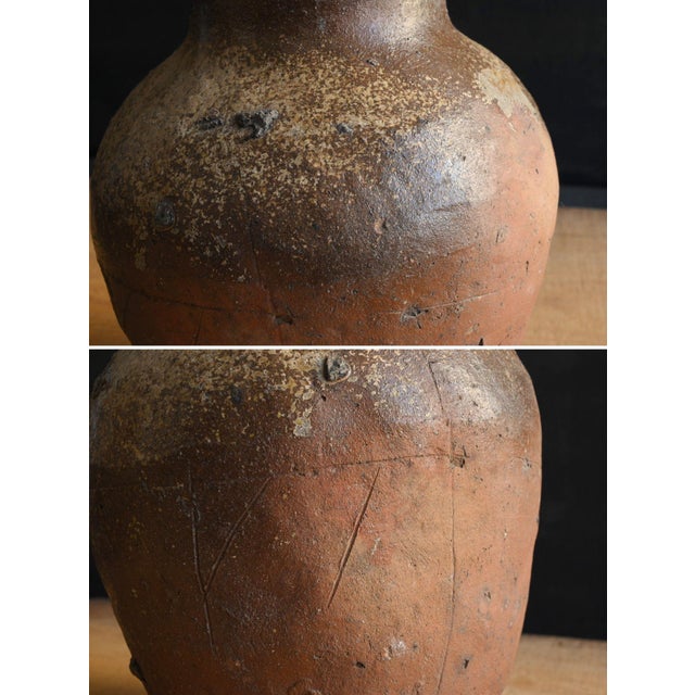 Japanese Antique Pottery Jar 15th-16th Century/ Wabi-Sabi Jar/Tokoname Vase For Sale - Image 11 of 18