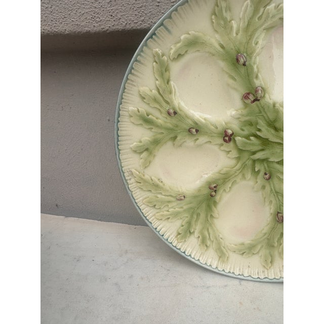 French Majolica Oyster Plate Choisy-Le-Roi, Circa 1880 For Sale - Image 4 of 5