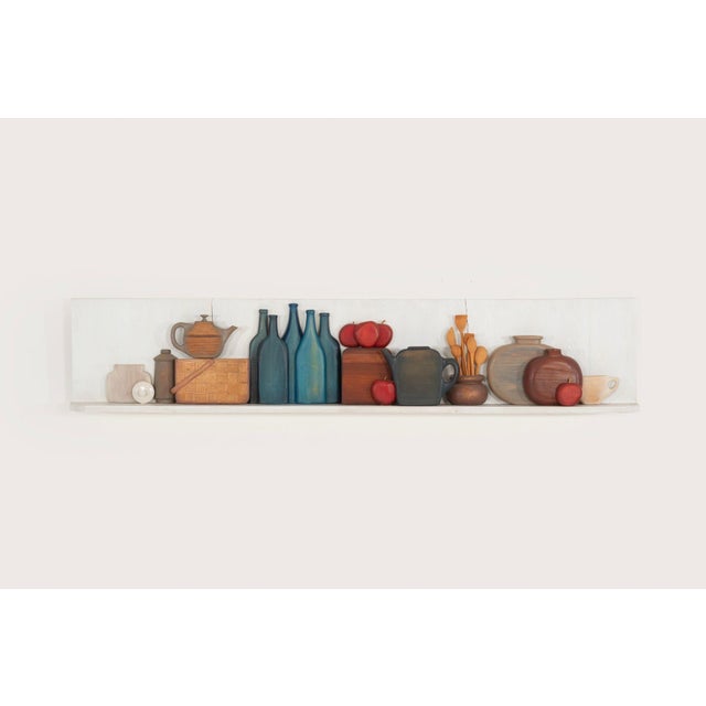 Max Neufeldt Still Life Shelf Assembledge 1995c. Dimensions: 13"high x 65" wide 5.50" deep Condition: Very good original...