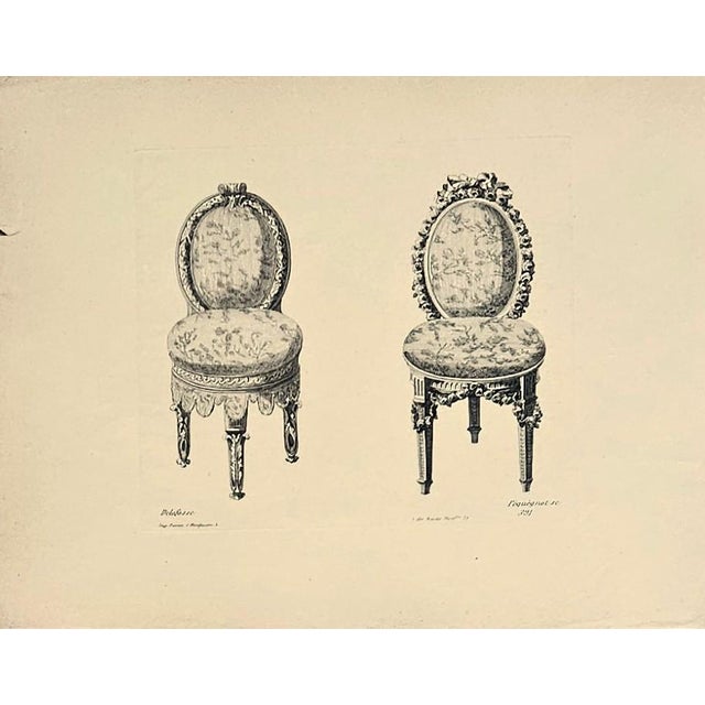 Late 19th Century Very Rare-1878 -Set of 8- French Antique Interior Furniture Design Lithographs-Chairs, Documentaion For Sale - Image 5 of 10