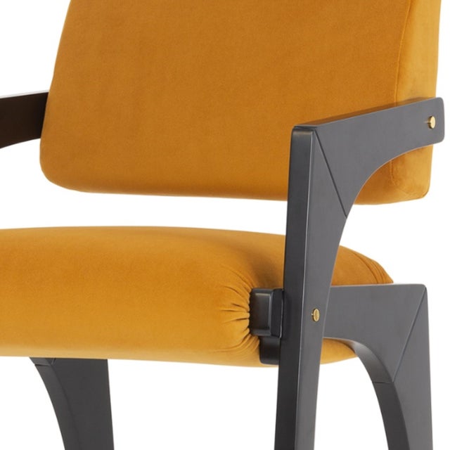 Arches Bar Stool in Mustard Velvet and Black Lacquered from Insidherland For Sale - Image 6 of 15