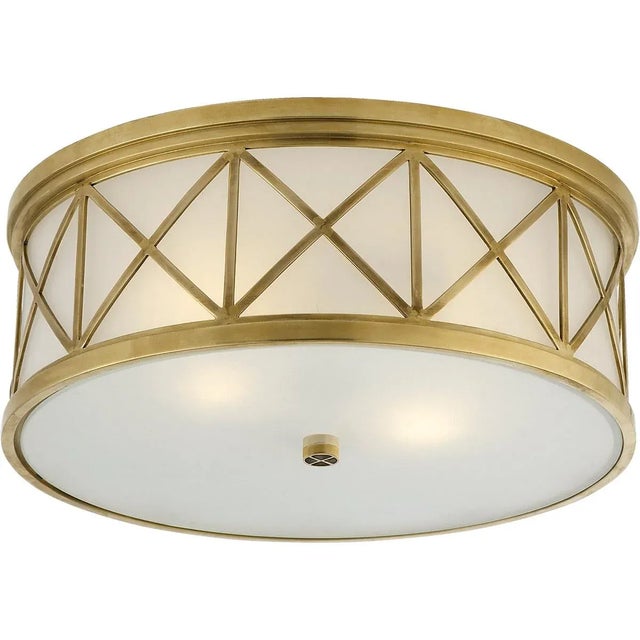 Traditional Suzanne Kasler for Visual Comfort Signature Montpelier Large Flush Mount in Hand-Rubbed Antique Brass with Frosted Glass For Sale - Image 3 of 4