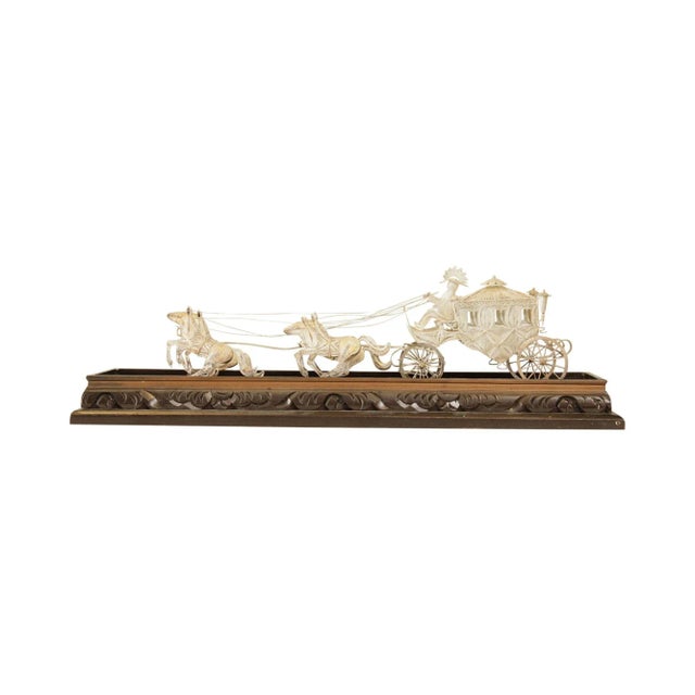 Sterling Silver Wire & Filigree Carriage with Driver and Four Horses, Carved Wood Base For Sale - Image 13 of 13