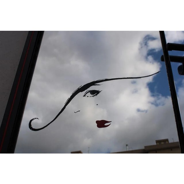 Decorative Mirror with Screen Printed Woman by Lucio Del Pezzo for Rimadesio, Italy, 1980s For Sale - Image 13 of 17