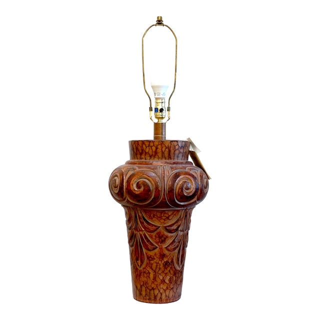 1990s Fine Terracotta Monumental Sculpted Casual Lamps of California, Glazed Finish For Sale