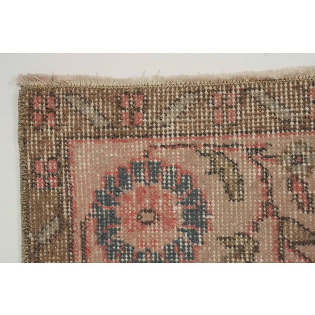 1970s Vintage Turkish Handmade Wool Cotton Pink Area Rug For Sale - Image 11 of 12