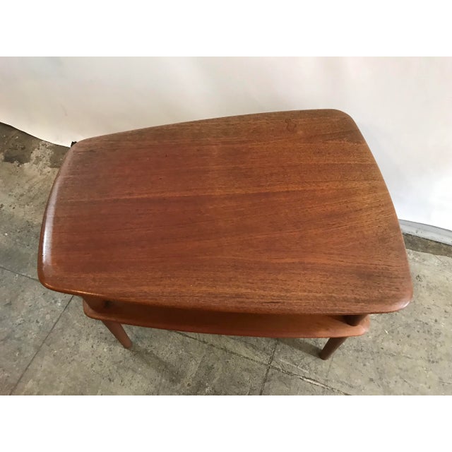 1950s Teak and Cane Occasional Table John Stuart Inc Danish Modern Peter Hvidt For Sale - Image 4 of 11
