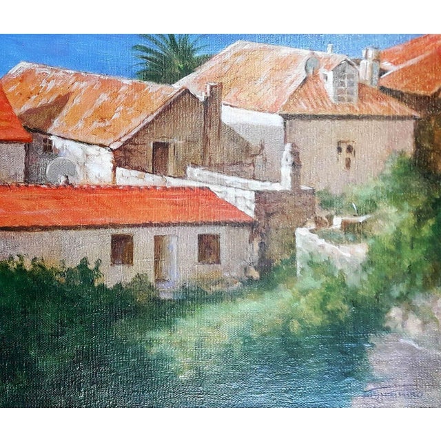 Textile Oil Painting Orebic (Croatia) Korkishko Vasily For Sale - Image 7 of 7