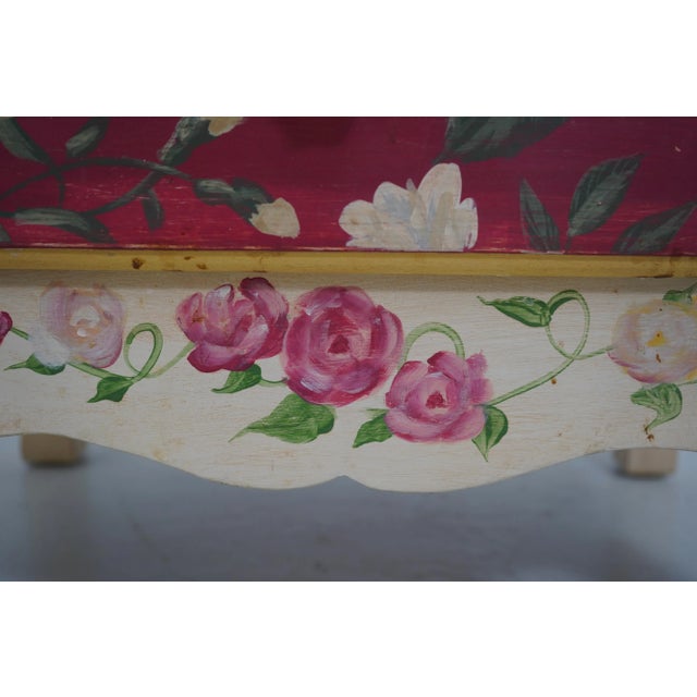 Pair Floral Hand Paint Decorated Nightstands For Sale - Image 11 of 12