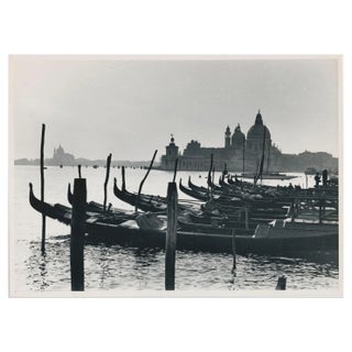 Gondolas and Skyline, Italy, 1950s, Black & White Photograph For Sale